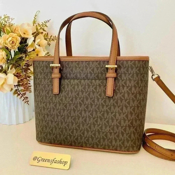 Michael Kors XS Jet Set Travel Carryall Top Zip Tote Brown - Picture 5 of 11